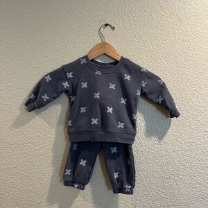 Gray Kids Matching Set with Cross Pattern